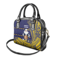 Tokelau Christmas Shoulder Handbag Santa With Tuluma Xmas Tribal Waves - Polynesian Pride