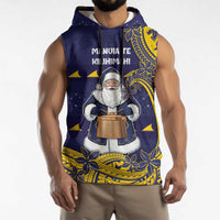 Tokelau Christmas Sleeveless Hoodie Santa With Tuluma Xmas Tribal Waves DT05 - Polynesian Pride