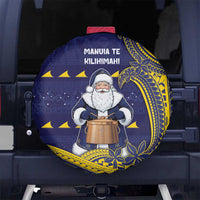 Tokelau Christmas Spare Tire Cover Santa With Tuluma Xmas Tribal Waves - Polynesian Pride