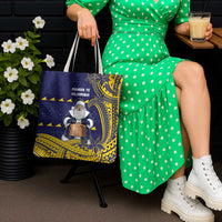 Tokelau Christmas Tote Bag Santa With Tuluma Xmas Tribal Waves - Polynesian Pride