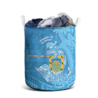 Tuvalu Christmas Laundry Basket Dolphins Santa Xmas Tribal Waves - Polynesian Pride