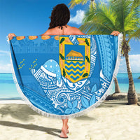 Tuvalu Christmas Beach Blanket Dolphins Santa Xmas Tribal Waves - Polynesian Pride