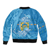 Tuvalu Christmas Bomber Jacket Dolphins Santa Xmas Tribal Waves - Polynesian Pride
