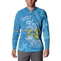 Tuvalu Christmas Button Sweatshirt Dolphins Santa Xmas Tribal Waves - Polynesian Pride