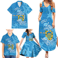 Tuvalu Christmas Family Matching Summer Maxi Dress and Hawaiian Shirt Dolphins Santa Xmas Tribal Waves DT05 - Polynesian Pride