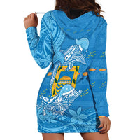 Tuvalu Christmas Hoodie Dress Dolphins Santa Xmas Tribal Waves DT05 - Polynesian Pride