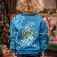 Tuvalu Christmas Kid Ugly Christmas Sweater Dolphins Santa Xmas Tribal Waves - Polynesian Pride