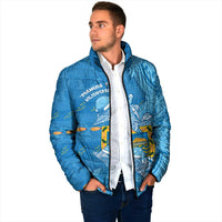 Tuvalu Christmas Padded Jacket Dolphins Santa Xmas Tribal Waves - Polynesian Pride