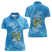 Tuvalu Christmas Women Polo Shirt Dolphins Santa Xmas Tribal Waves DT05 - Polynesian Pride