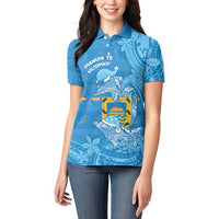 Tuvalu Christmas Women Polo Shirt Dolphins Santa Xmas Tribal Waves DT05 - Polynesian Pride