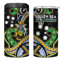 South Sea Islanders And Solomon Islands 4 in 1 Can Cooler Tumbler Solomons Coat Of Arms And Southern Cross DT05 One Size: 16 oz Black - Polynesian Pride