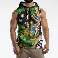 South Sea Islanders And Solomon Islands Sleeveless Zip Hoodie Solomons Coat Of Arms And Southern Cross DT05 - Polynesian Pride