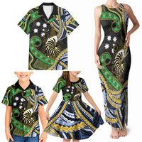 South Sea Islanders And New Caledonia Family Matching Tank Maxi Dress and Hawaiian Shirt Nautilus Shell Southern Cross Tribal Pattern DT05 - Polynesian Pride