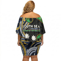 South Sea Islanders And New Caledonia Off Shoulder Short Dress Nautilus Shell Southern Cross Tribal Pattern DT05 - Polynesian Pride