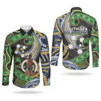 South Sea Islanders And Vanuatu Couples Matching Mermaid Dress and Long Sleeve Button Shirt Boar Tusk Warrior Southern Tribal Pattern DT05 - Polynesian Pride