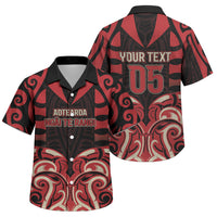 Custom Aotearoa Ngai Te Rangi Family Matching Off Shoulder Maxi Dress and Hawaiian Shirt New Zealand Traditional Maori Pattern DT05 Son's Shirt Red - Polynesian Pride