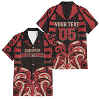 Custom Aotearoa Ngai Te Rangi Family Matching Off Shoulder Short Dress and Hawaiian Shirt New Zealand Traditional Maori Pattern DT05 Dad's Shirt - Short Sleeve Red - Polynesian Pride