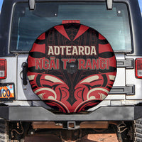 Aotearoa Ngai Te Rangi Spare Tire Cover New Zealand Traditional Maori Pattern DT05 Red - Polynesian Pride