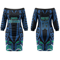 Custom Aotearoa Ngati Ranginui Couples Matching Off The Shoulder Long Sleeve Dress and Hawaiian Shirt New Zealand Traditional Maori Pattern DT05 - Polynesian Pride
