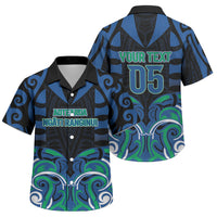 Custom Aotearoa Ngati Ranginui Family Matching Off Shoulder Maxi Dress and Hawaiian Shirt New Zealand Traditional Maori Pattern DT05 Son's Shirt Navy - Polynesian Pride