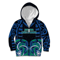 Custom Aotearoa Ngati Ranginui Kid Hoodie New Zealand Traditional Maori Pattern DT05 Zip Hoodie Navy - Polynesian Pride