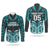 Custom Aotearoa Tapuika Couples Matching Long Sleeve Bodycon Dress and Long Sleeve Button Shirt New Zealand Traditional Maori Pattern DT05 - Polynesian Pride