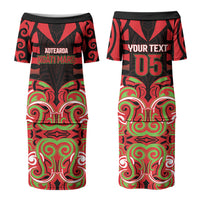 Custom Aotearoa Ngati Maru Family Matching Puletasi and Hawaiian Shirt New Zealand Traditional Maori Pattern DT05 Mom's Dress Red - Polynesian Pride
