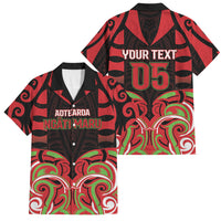 Custom Aotearoa Ngati Maru Family Matching Summer Maxi Dress and Hawaiian Shirt New Zealand Traditional Maori Pattern DT05 Dad's Shirt - Short Sleeve Red - Polynesian Pride