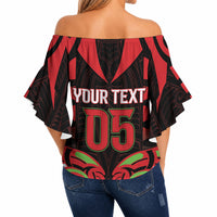 Custom Aotearoa Ngati Maru Off Shoulder Wrap Waist Top New Zealand Traditional Maori Pattern DT05 - Polynesian Pride