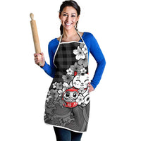 Black Palaka Hawaiian And Japanese Apron Maneki Neko And Sakura Bloom