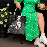 Black Palaka Hawaiian And Japanese Tote Bag Maneki Neko And Sakura Bloom