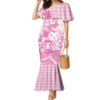 Pink Palaka Hawaiian And Japanese Mermaid Dress Maneki Neko And Sakura Bloom