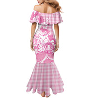 Pink Palaka Hawaiian And Japanese Mermaid Dress Maneki Neko And Sakura Bloom