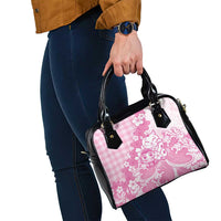 Pink Palaka Hawaiian And Japanese Shoulder Handbag Maneki Neko And Sakura Bloom DT05 - Polynesian Pride
