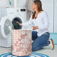 Beige Palaka Hawaiian And Japanese Laundry Basket Maneki Neko And Sakura Bloom DT05 - Polynesian Pride