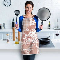 Beige Palaka Hawaiian And Japanese Apron Maneki Neko And Sakura Bloom DT05 - Polynesian Pride