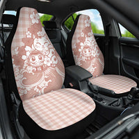 Beige Palaka Hawaiian And Japanese Car Seat Cover Maneki Neko And Sakura Bloom