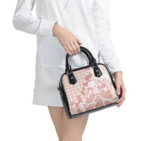 Beige Palaka Hawaiian And Japanese Shoulder Handbag Maneki Neko And Sakura Bloom DT05 - Polynesian Pride