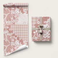 Beige Palaka Hawaiian And Japanese Wrapping Paper Maneki Neko And Sakura Bloom