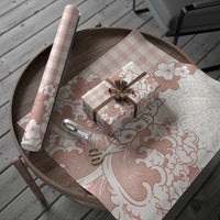 Beige Palaka Hawaiian And Japanese Wrapping Paper Maneki Neko And Sakura Bloom