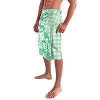 Green Palaka Hawaiian And Japanese Lavalava Maneki Neko And Sakura Bloom DT05 - Polynesian Pride