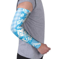 Blue Palaka Hawaiian And Japanese Arm Sleeves Maneki Neko And Sakura Bloom