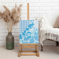 Blue Palaka Hawaiian And Japanese Canvas Wall Art Maneki Neko And Sakura Bloom