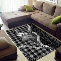 Black Hawaii Palaka Cowboy Turtle Area Rug Hawaiian Paniolo Puakenikeni Maile Lei DT05 - Polynesian Pride