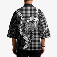 Black Hawaii Palaka Cowboy Turtle Kimono Hawaiian Paniolo Puakenikeni Maile Lei DT05 - Polynesian Pride