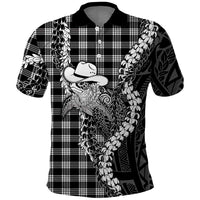 Black Hawaii Palaka Cowboy Turtle Polo Shirt Hawaiian Paniolo Puakenikeni Maile Lei