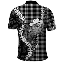 Black Hawaii Palaka Cowboy Turtle Polo Shirt Hawaiian Paniolo Puakenikeni Maile Lei
