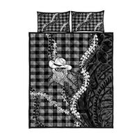 Black Hawaii Palaka Cowboy Turtle Quilt Bed Set Hawaiian Paniolo Puakenikeni Maile Lei DT05 - Polynesian Pride