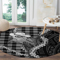 Black Hawaii Palaka Cowboy Turtle Round Carpet Hawaiian Paniolo Puakenikeni Maile Lei DT05 - Polynesian Pride