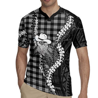 Black Hawaii Palaka Cowboy Turtle Rugby Jersey Hawaiian Paniolo Puakenikeni Maile Lei
